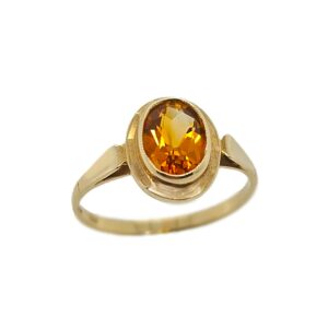 9CT YELLOW GOLD CITRINE SINGLE STONE RING