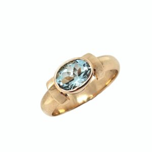 9CT YELLOW GOLD AQUA DRESS RING
