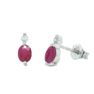 9CT WHITE GOLD RUBY & DIAMOND STUD EARRINGS
