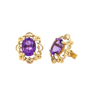 9CT YELLOW GOLD AMETHYST STUD EARRINGS