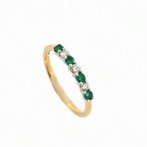 18CT YELLOW GOLD EMERALD & DIAMOND ETERNITY RING