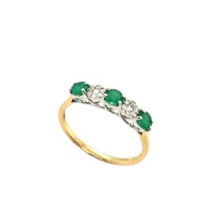 18CT YELLOW GOLD EMERALD & DIAMOND ETERNITY RING