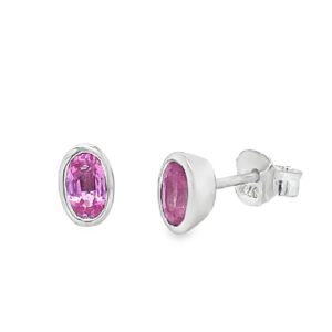 9CT WHITE GOLD PINK SAPPHIRE STUD EARRINGS
