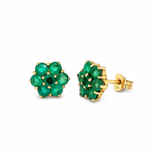 9CT YELLOW GOLD EMERALD STUD EARRINGS
