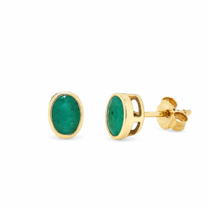 9CT YELLOW GOLD EMERALD STUD EARRINGS