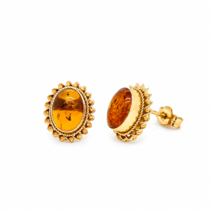 9CT YELLOW GOLD AMBER STUD EARRINGS