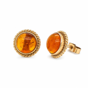 9CT YELLOW GOLD AMBER STUD EARRINGS