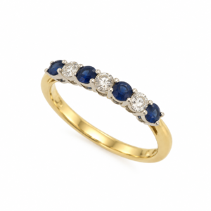 18CT YELLOW & WHITE GOLD SAPPHIRE & DIAMOND RING