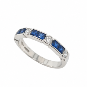 18CT WHITE GOLD SAPPHIRE & DIAMOND ETERNITY RING