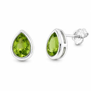 9CT WHITE GOLD PERIDOT STUD EARRINGS