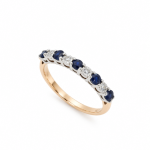 9CT TWO TONE  SAPPHIRE & DIAMOND 1/2 ETERNITY RING