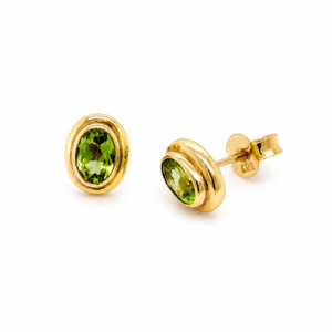 9CT YELLOW GOLD PERIDOT STUD EARRINGS