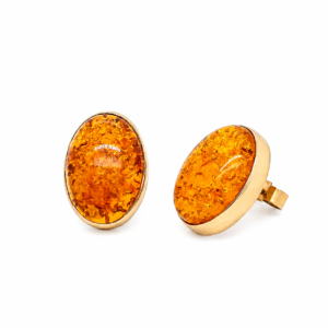 9CT YELLOW GOLD AMBER STUD EARRINGS
