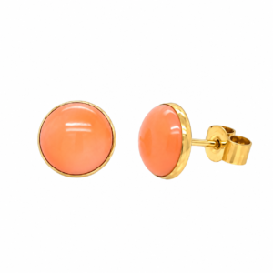 9CT YELLOW GOLD CORAL STUD EARRINGS