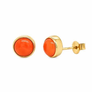 9CT YELLOW GOLD CORAL STUD EARRINGS