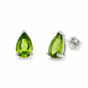 9CT WHITE GOLD PERIDOT STUD EARRINGS
