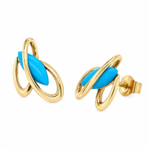 9CT YELLOW GOLD TURQUOISE STUD EARRINGS