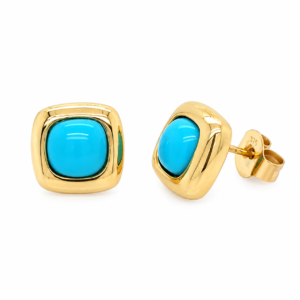 9CT YELLOW GOLD TURQUOISE STUD EARRINGS
