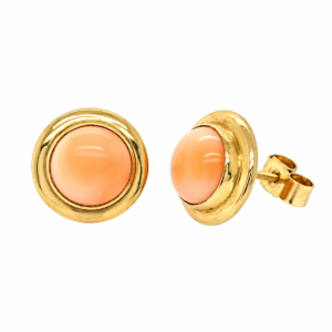 9CT YELLOW GOLD CORAL STUD EARRING